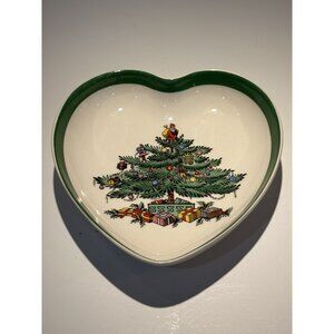 Spode CHRISTMAS TREE Heart Shaped Dish Made in England Trinket Dish 4”